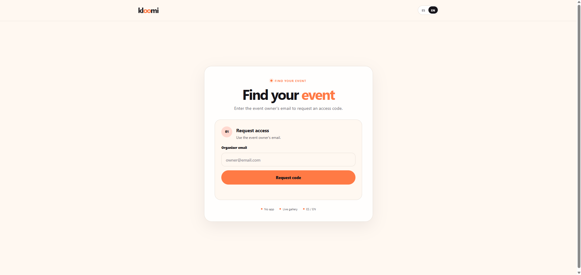 Página para buscar tu evento